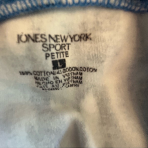 Jones New York sport petite blue black white pattern tee 100% soft cotton Size L - Picture 6 of 7